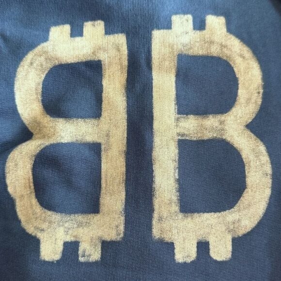 SOLD * Balenciaga Crypto BB Logo Hoodie Washed Blue Unisex Size L - Picture 7 of 10